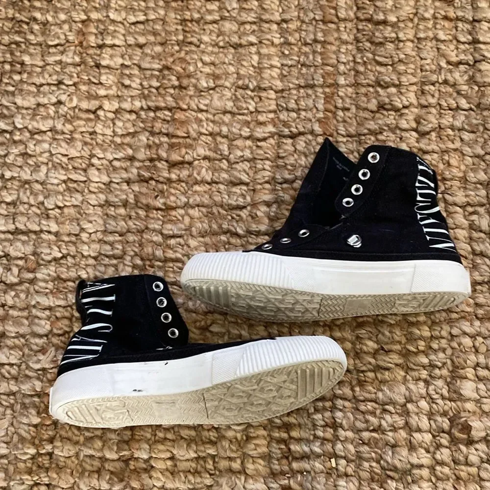 All Saints Womens Elena‎ Stamp High Top Sneaker Size 37  6.5 Black White